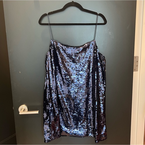 H&M Sequined Dress in Navy Blue Size XL - Picture 3 of 5